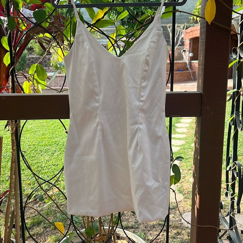 Satin all white dress